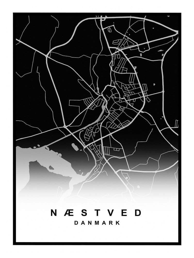 Næstved Plakat – Detaljeret Kort over Næstved By