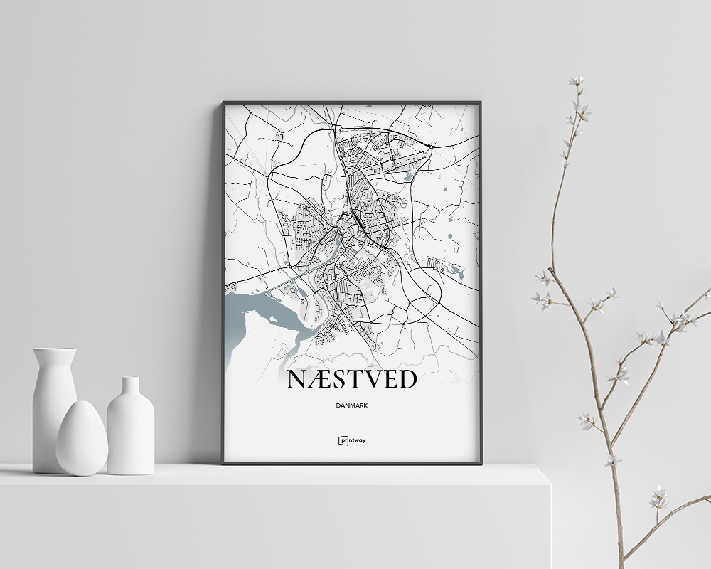 Næstved Bykort Plakat – Minimalistisk Design A4
