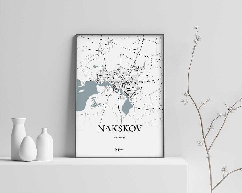 Nakskov Bykort Plakat – Minimalistisk Design A2