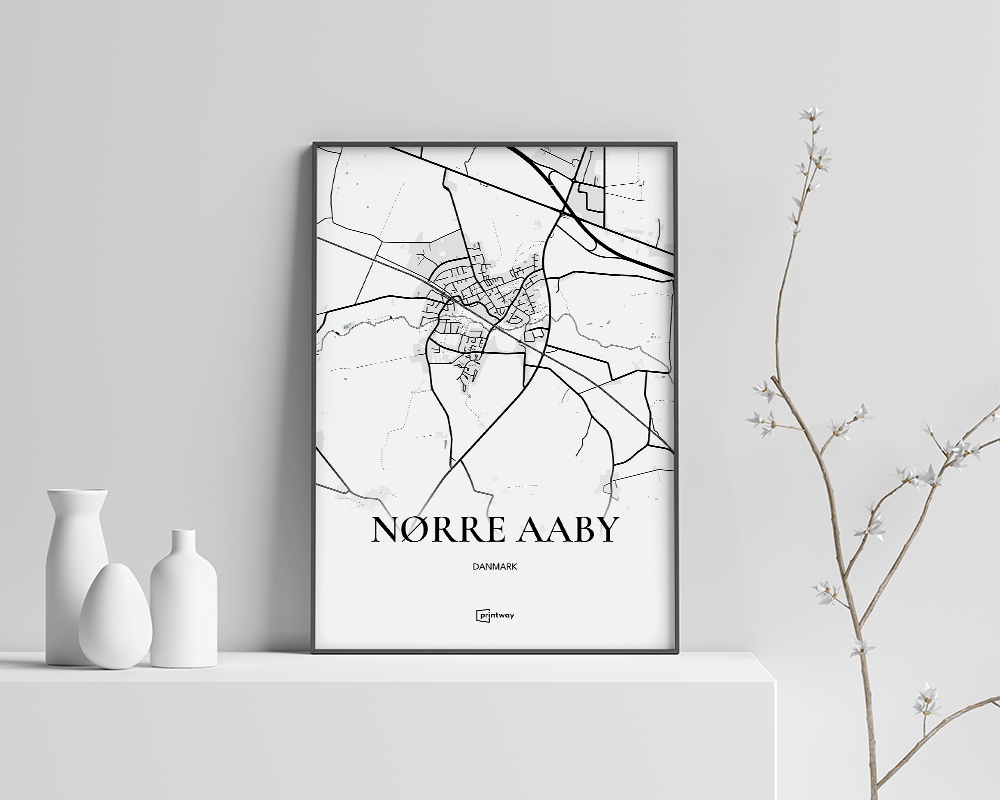 Minimalistisk Plakat af Nørre Aaby til Dit Hjem