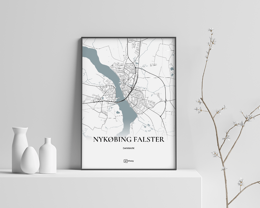 Nykøbing Falster Bykort Plakat – Minimalistisk Design 70x100 cm