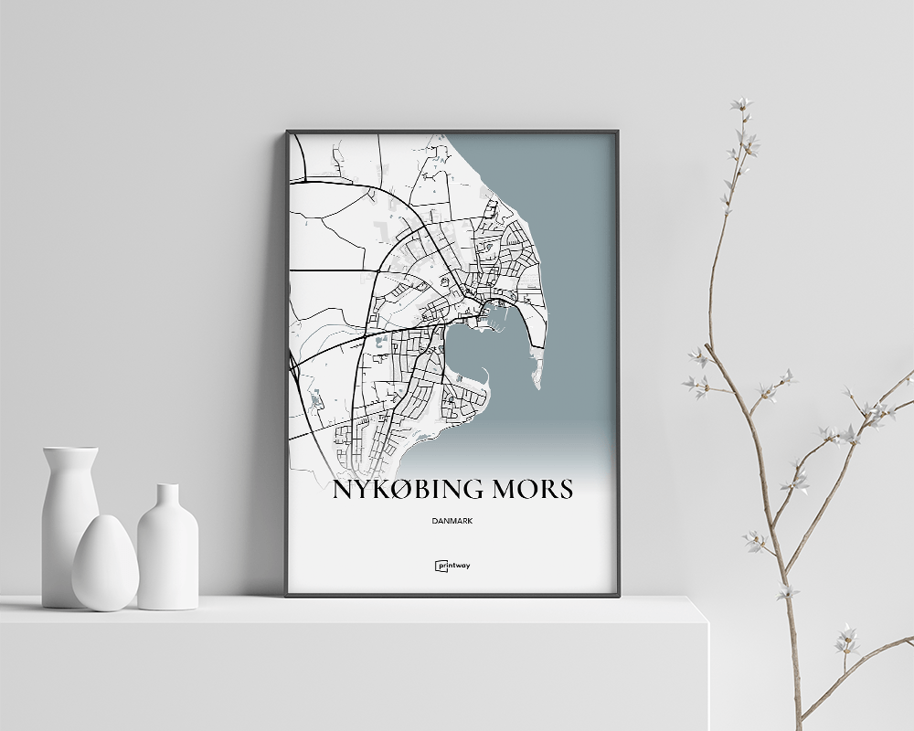 Nykøbing Mors Bykort Plakat - Stilrent Design A4