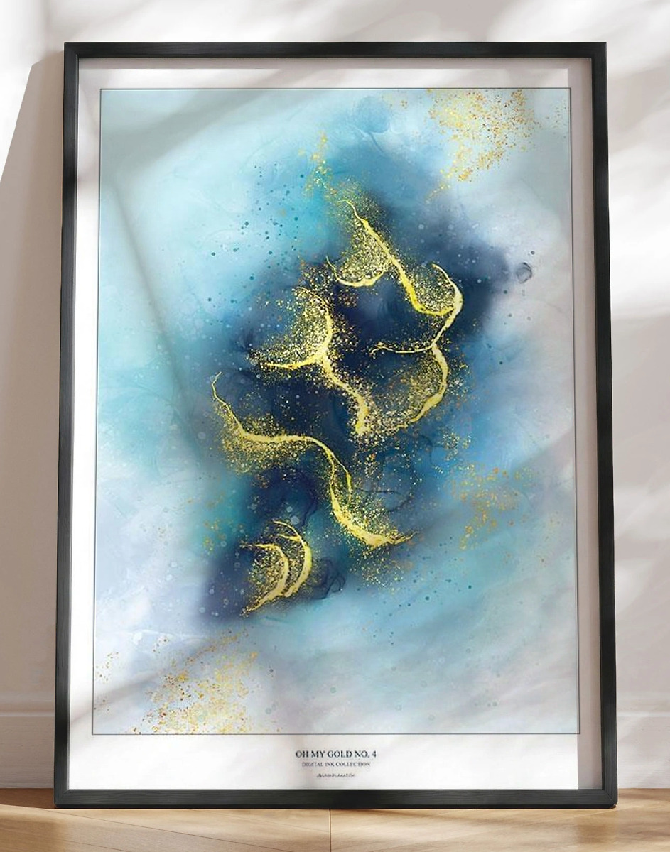Gold      Kunstplakat Med Grafisk Guldeffekt