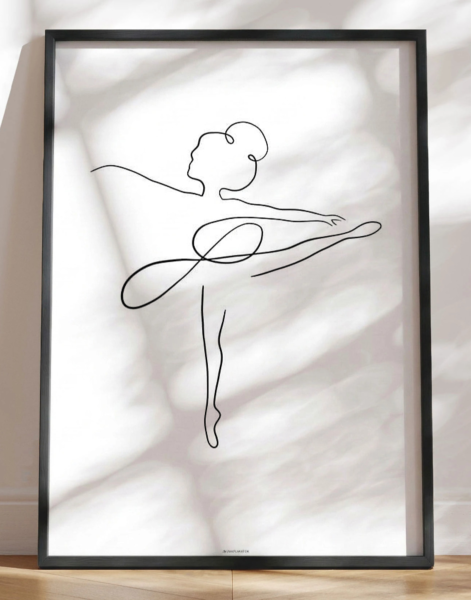 One Line Drawing Ballerina Plakat