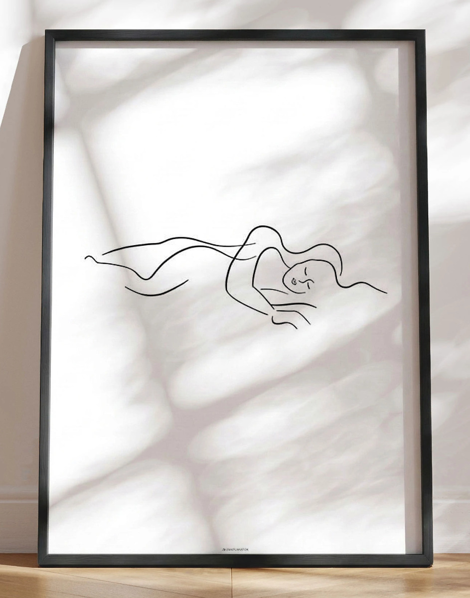 One Line Drawing Couple Sleeping Plakat