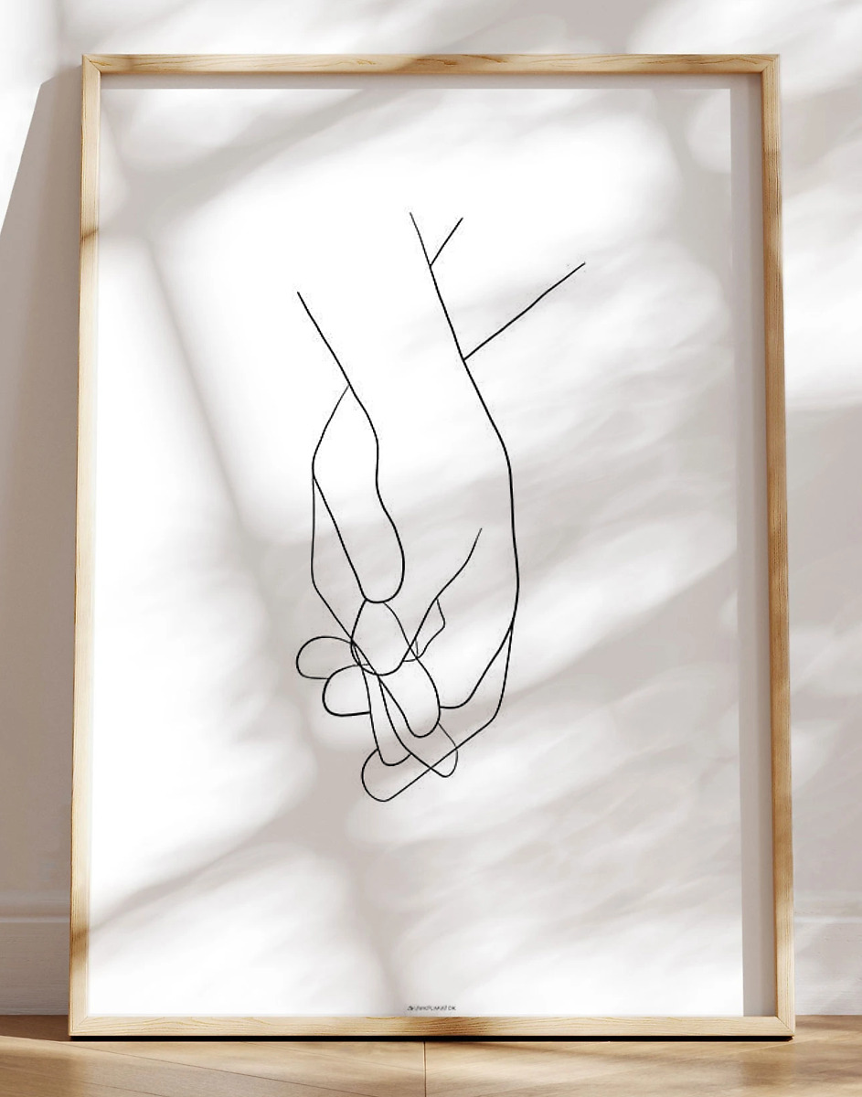 One Line Drawing Holding Hands Plakat