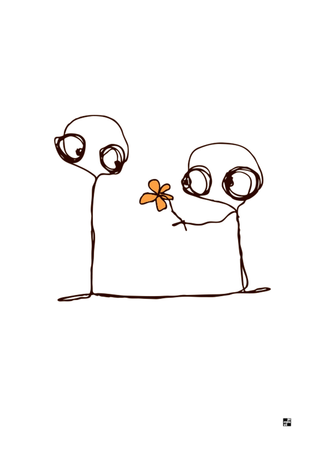Livlig Orange Blomst – Grafisk Kunst til Dit Hjem