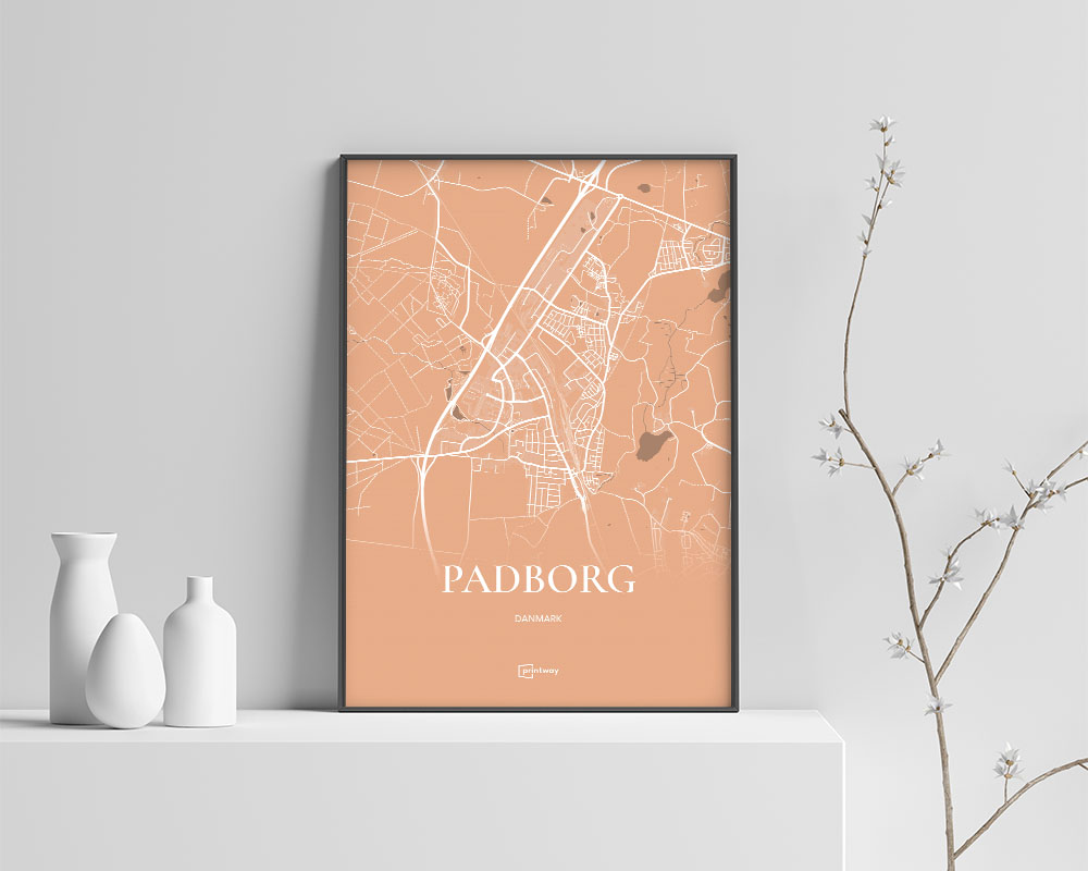Padborg Bykort Plakat i Guld – Unikt Design
