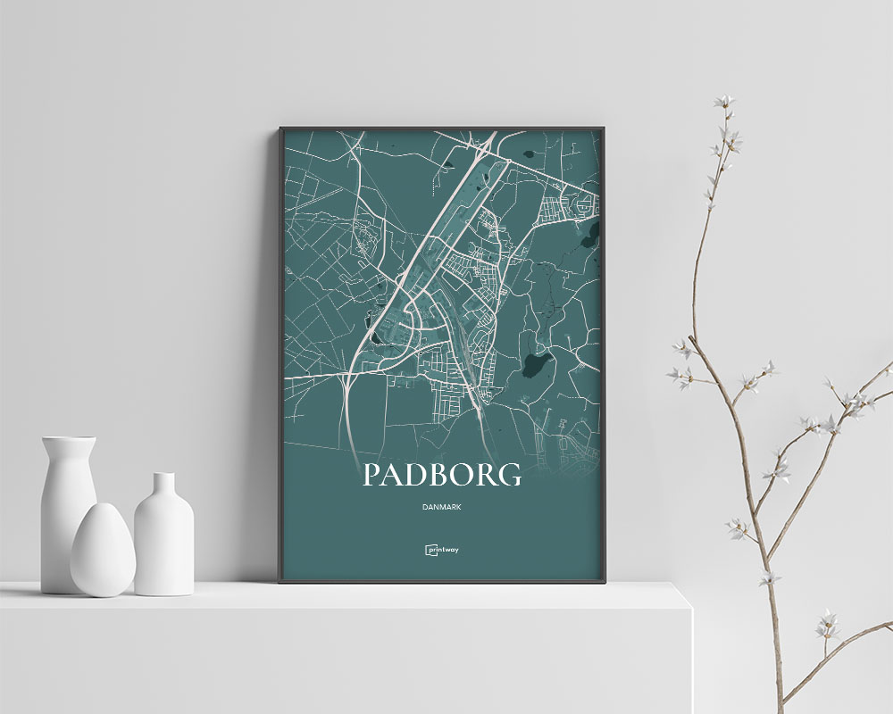 Padborg Bykort Plakat i Skovgrøn – Stilfuld A4 Design