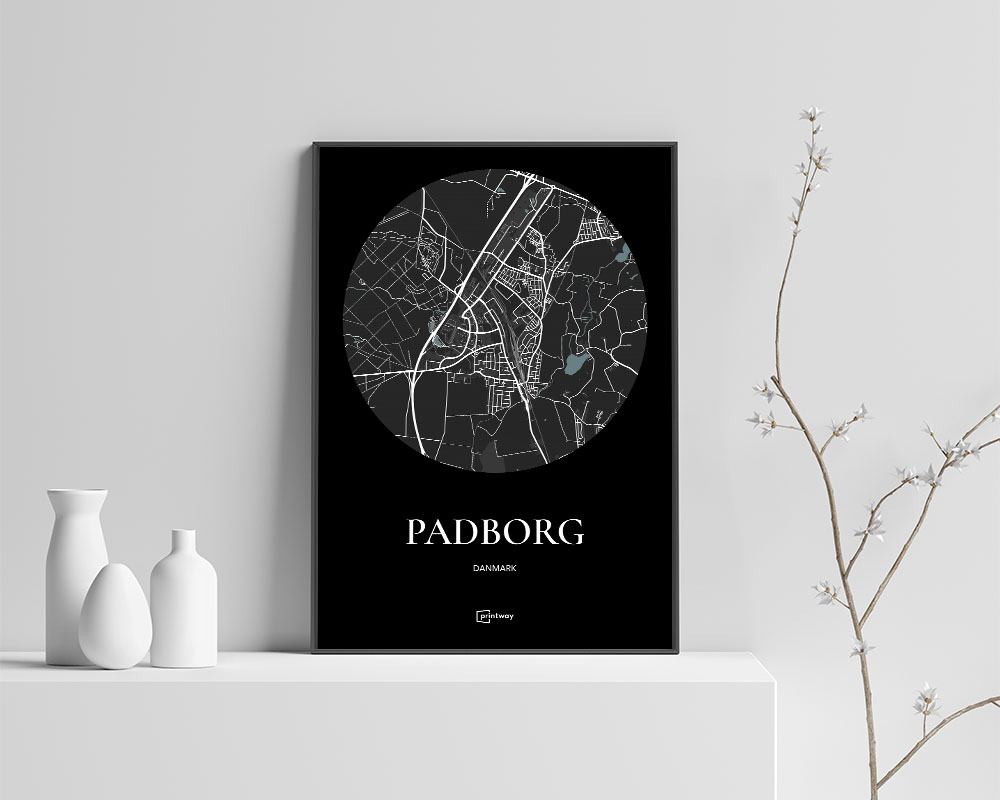 Padborg Bykort Plakat - Minimalistisk Design A4