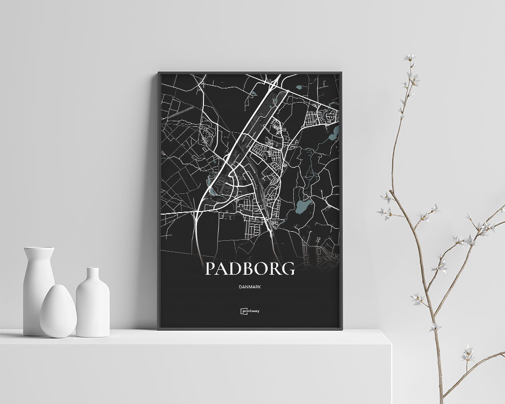 Minimalistisk Padborg Bykort Plakat - A4 Design