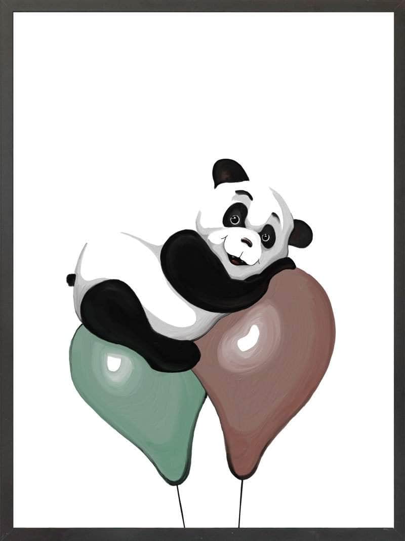 Panda Børneplakat med Balloner – Sjov Værelsesindretning