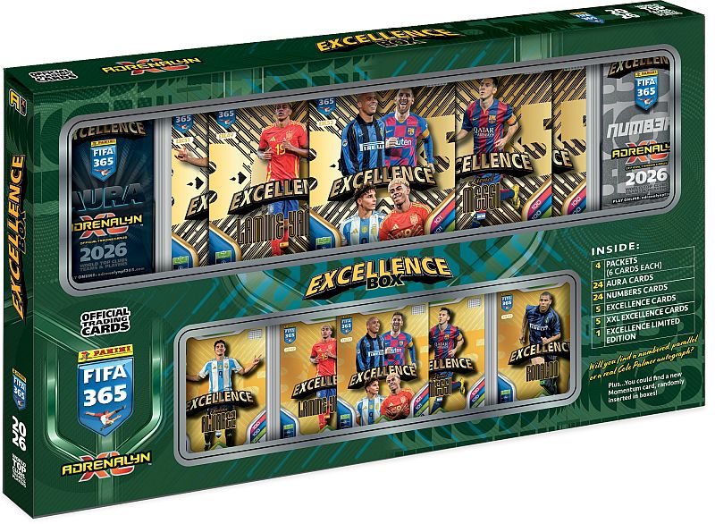 Panini Adrenalyn  : Fifa 365 2026 Excellence Box   Boosters  53 Eksklusive Kort        Excellence-kort