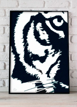 Plakat med Tigeransigt - Unik Kunst til Dit Hjem