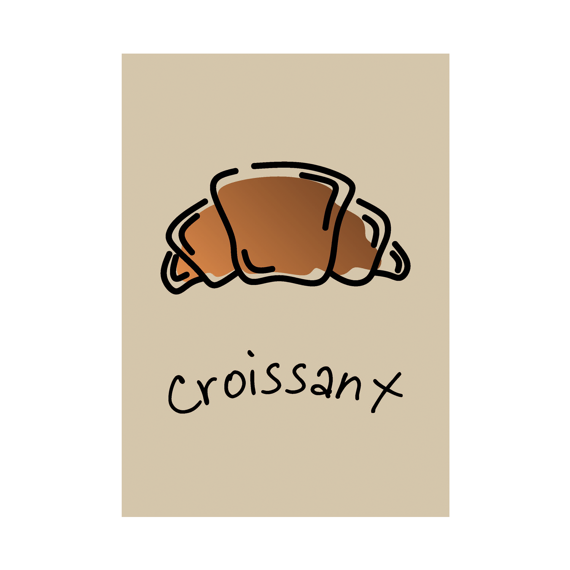 Beige Croissant Plakat A4 – Elegant Vægkunst til Hjemmet