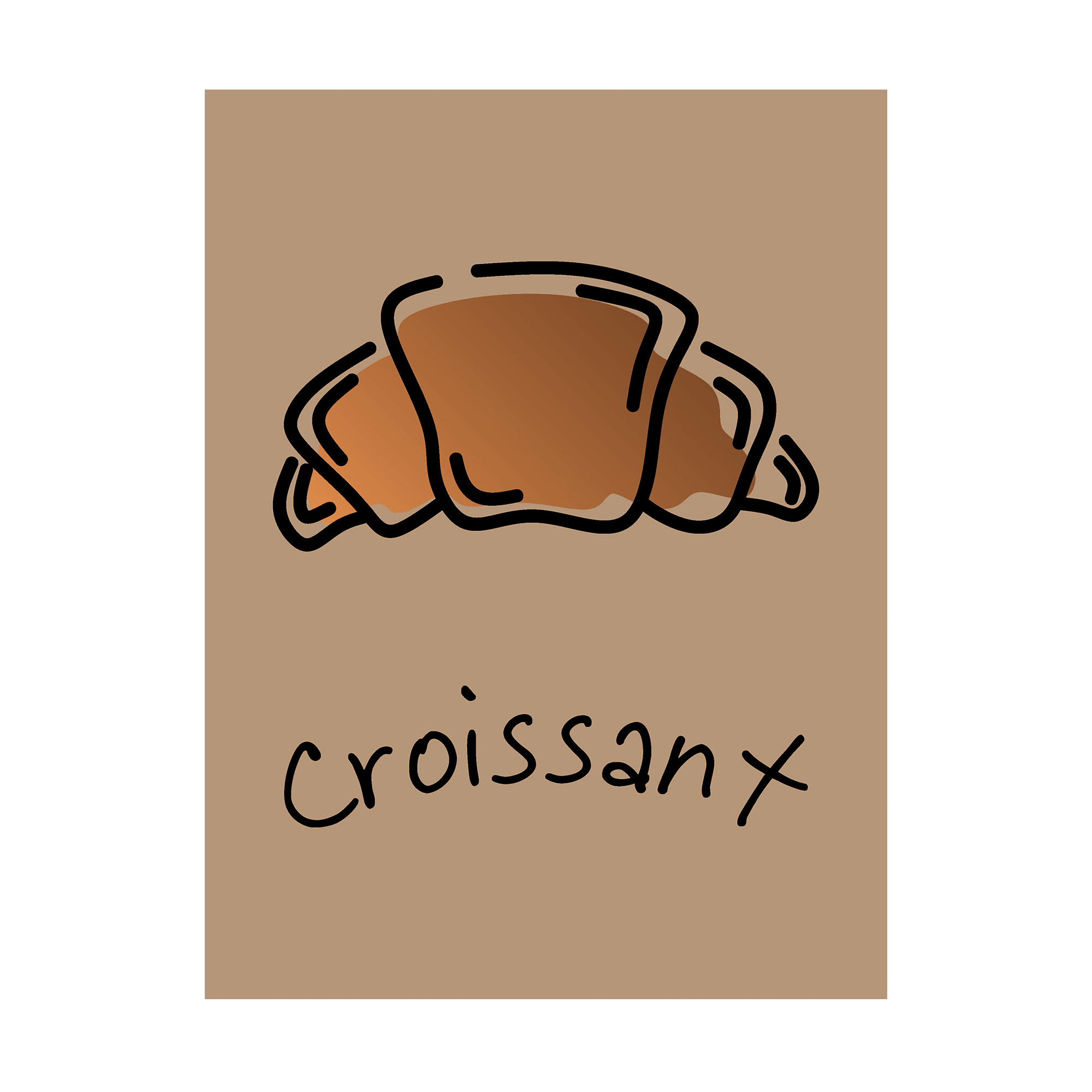 Stilfuld Croissant Plakat til Vægdekoration 30x40 cm