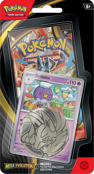Pokemon Blister Pack  -pack Checklane Blister:   Mega Evolution: Base Set Booster Pakke   Drifblim Black Star Promo   Pokemon   195 184