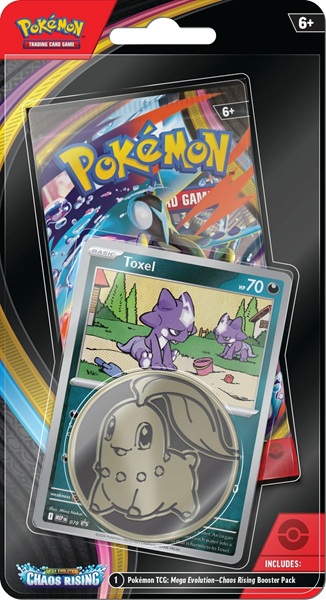 Pokemon Blister Pack -pack Checklane Blister: Mega Evolution: Chaos Rising Booster Pakke Toxel Black Star Promo Pokemon 195 184