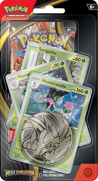 Pokemon Blister Pack  -pack Premium Checklane Blister:   Mega Evolution: Base Set Booster Pakke   Meowscarada Line Promos     195 184