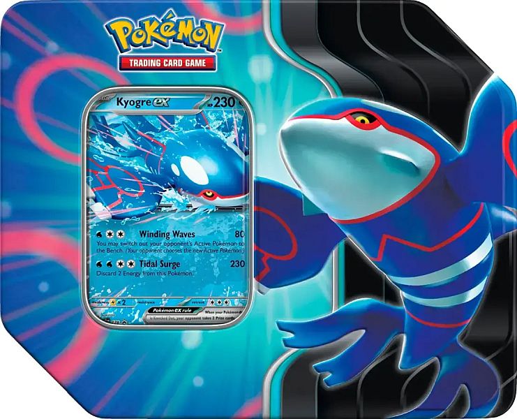 Pokemon Tin Kasse 2025 Wave Spring Usa Version : Kyogre Azure Legends Collector Tin Box Boosters