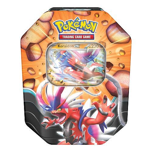Pokemon Tin Kasse 2025 Wave Summer: Koraidon Slashing Legends Collector Tin Box Boosters