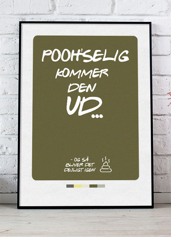Toiletplakat: Poohselig Kommer Den Ud - Sjov A4 Plakat
