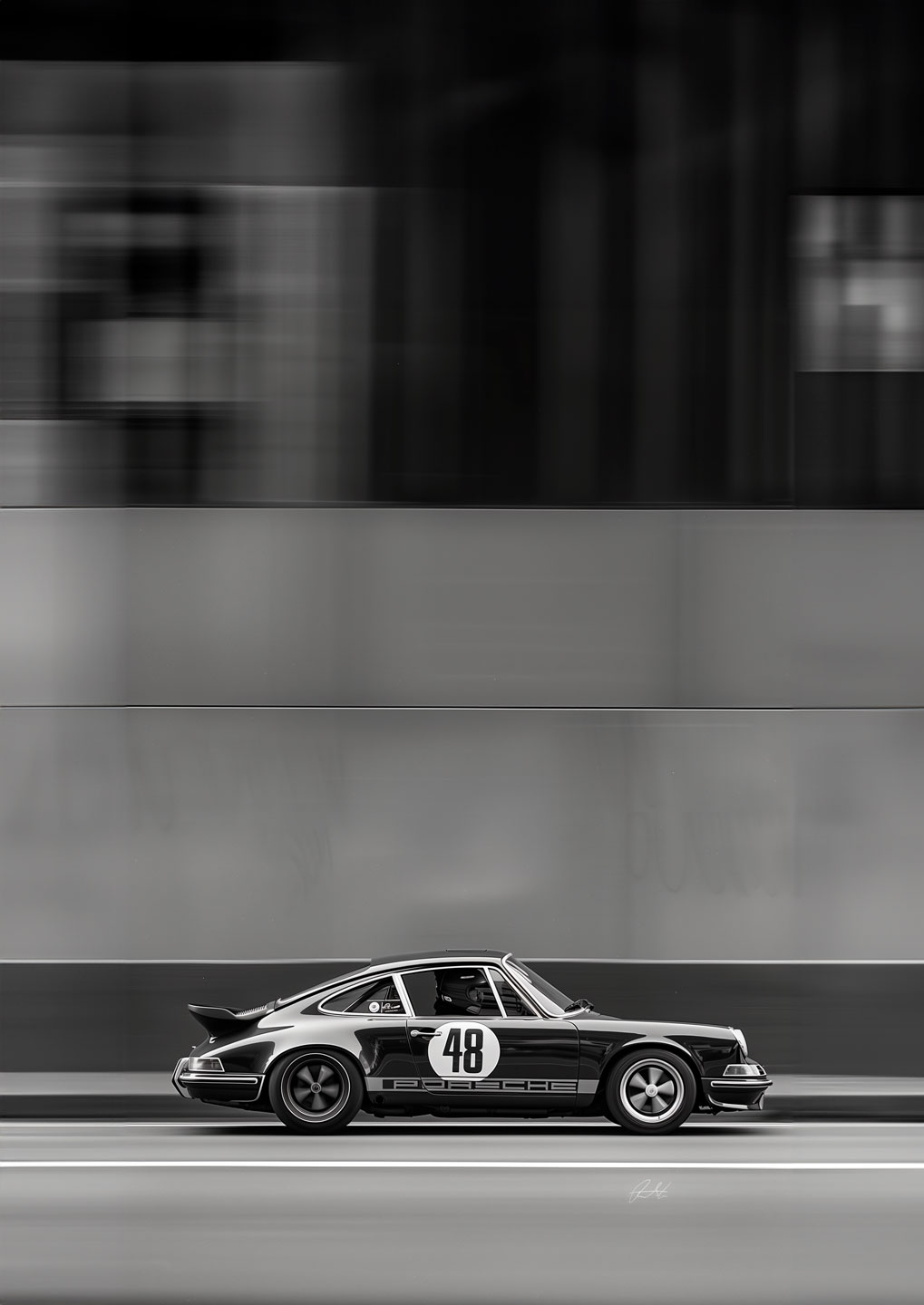 Porsche Vers 01 Plakat – Sort-hvid Kunst af Rasmus Lassen