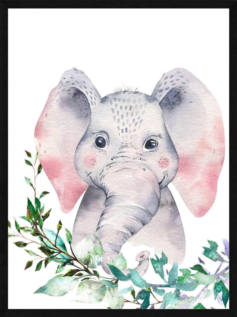 Elefant Portrætplakat til Børneværelset - Skøn Dekorativ Plakat