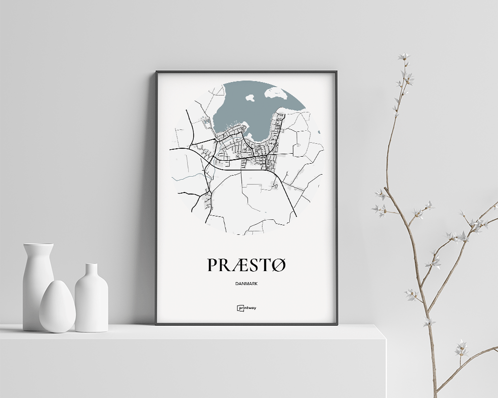 Præstø Bykort Plakat – Elegant Minimalistisk Design