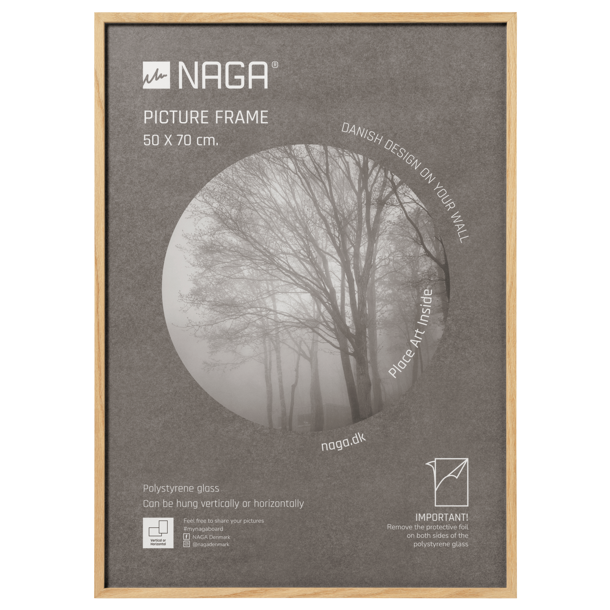 Elegant Egetræ Plakatramme 50x70 cm – Stilfuld Vægpynt