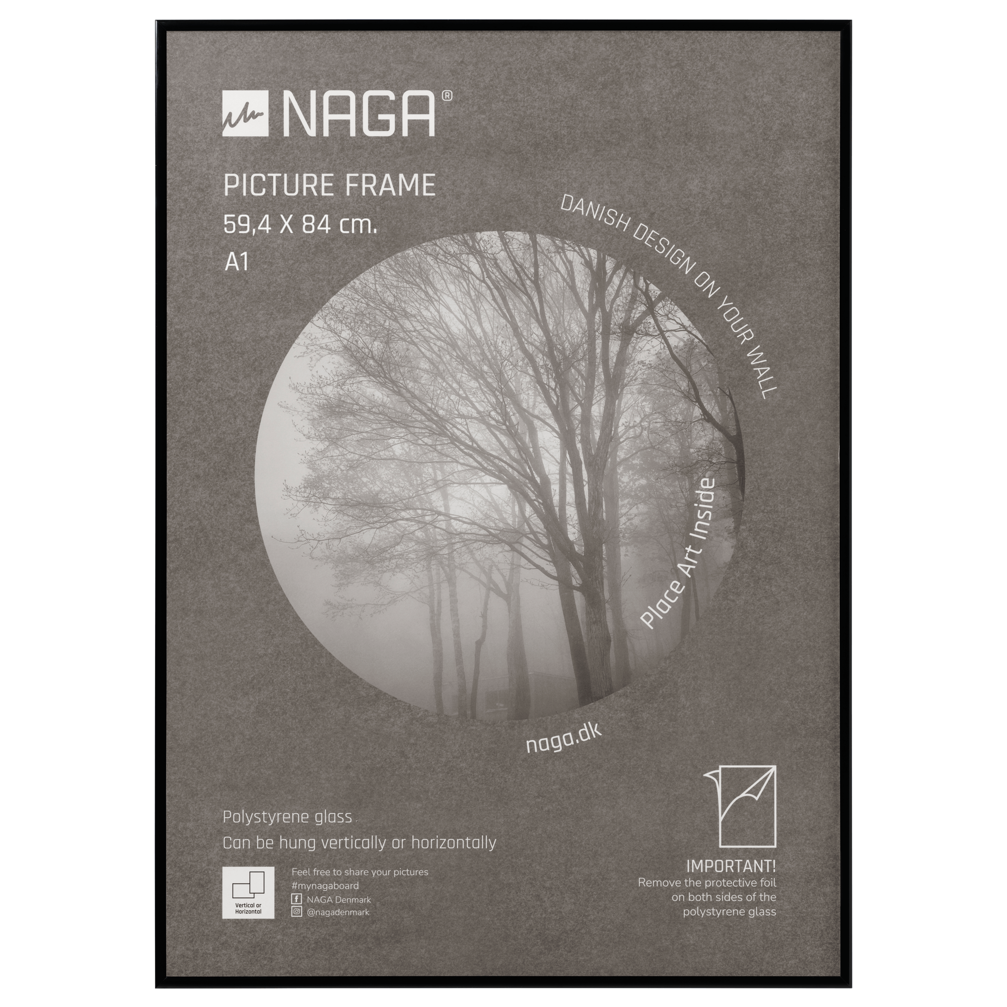 Elegant A1 Plakatramme i Sort Aluminium - Stilfuld Vægpynt
