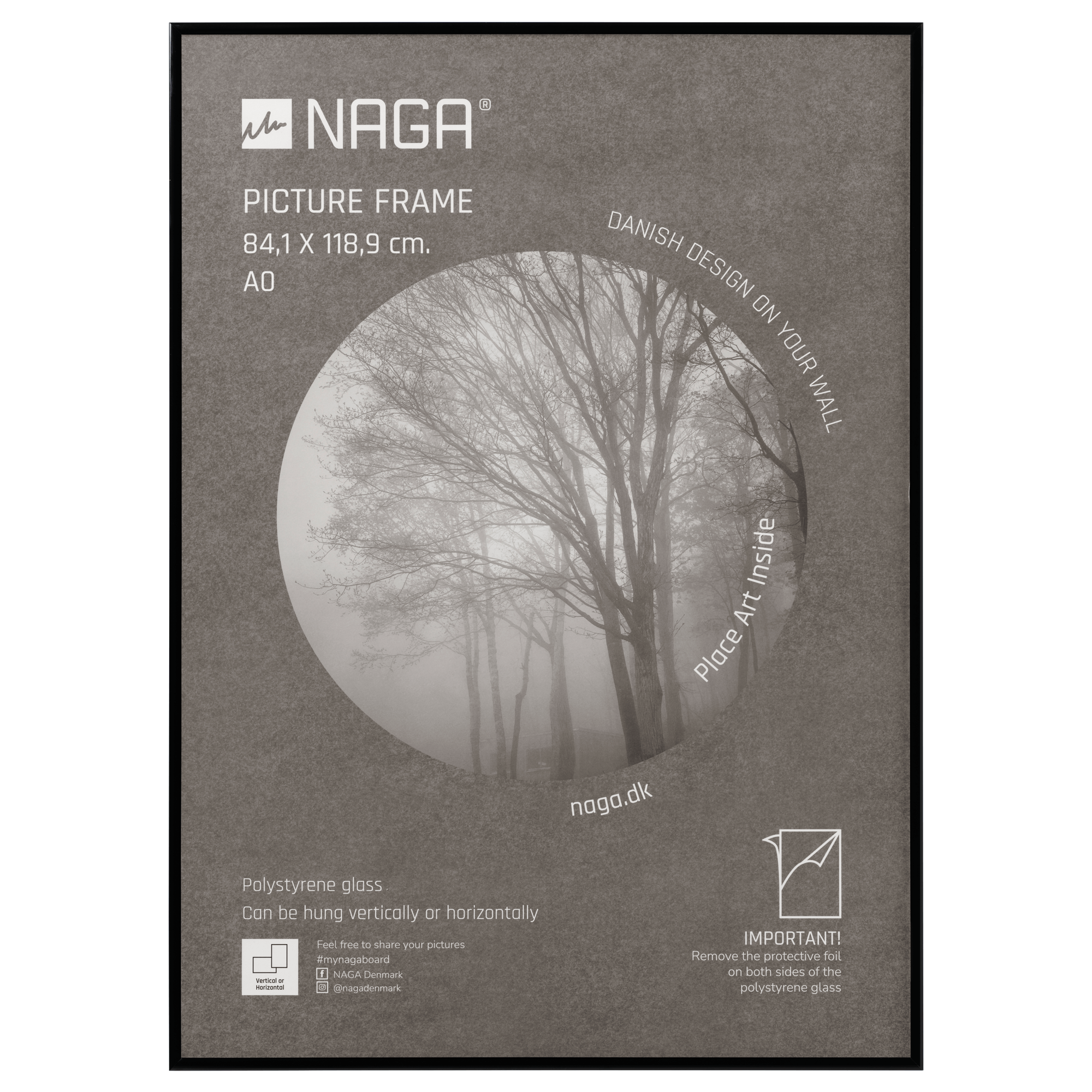 Elegant A0 Plakatramme i Sort Aluminium – NAGA Ramme