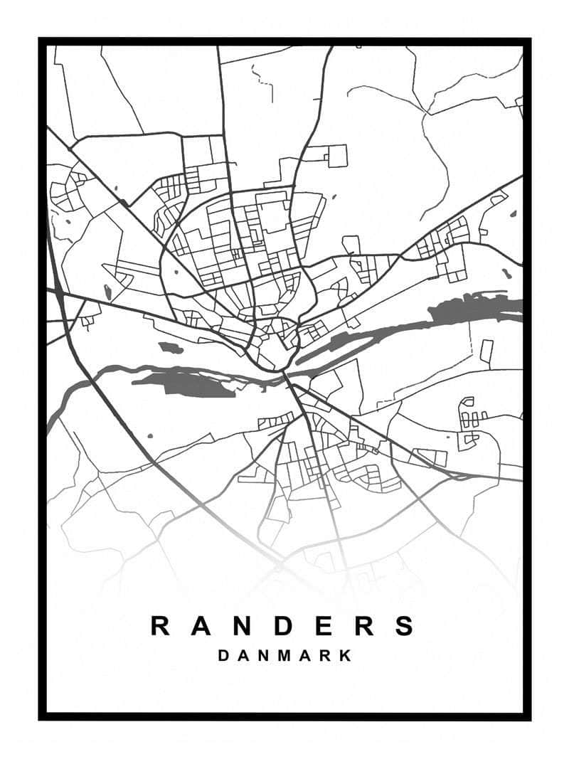 Randers Plakat – Detaljeret kort over Randers by
