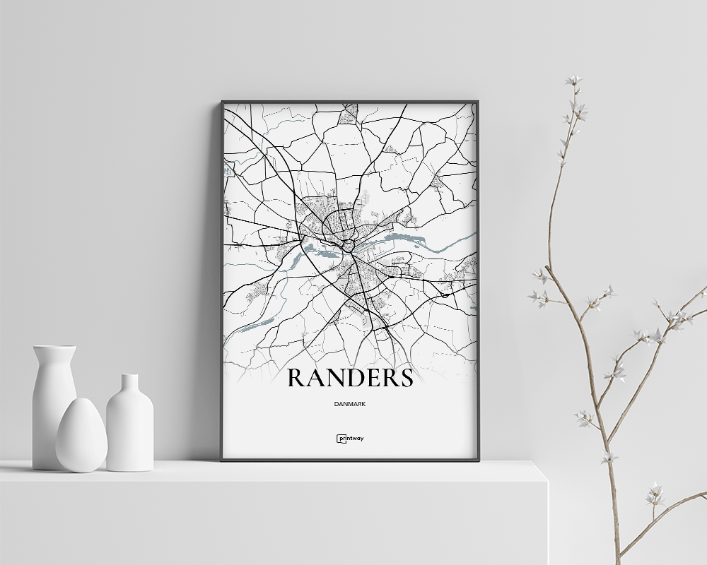 Randers Bykort Plakat - Minimalistisk Design A4