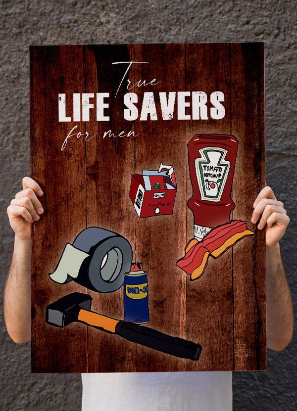 Real Life Savers Plakat - Ketchup, Fløde og Bacon