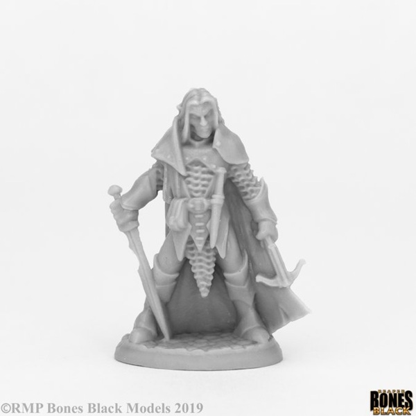 Reaper Bones Black: Dark Elf Male Warrior Plastic Miniature