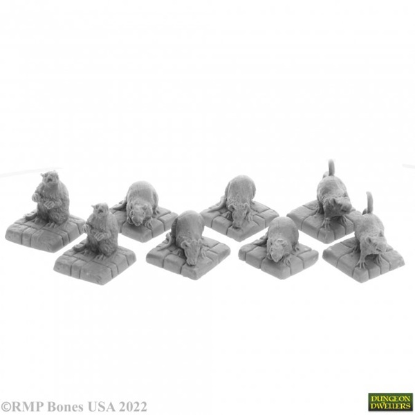 Reaper Bones Usa Dungeon Dwellers: Dire Rats     Plastic Miniatures