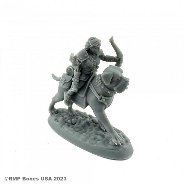 Reaper Bones Usa Dungeon Dwellers: Female Halfling Dog Rider Plastic Miniature