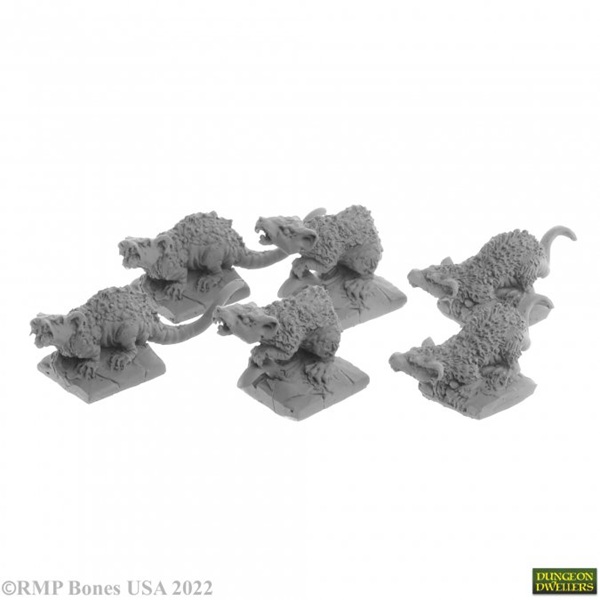 Reaper Bones Usa Dungeon Dwellers: Giant Tomb Rats     Plastic Miniatures
