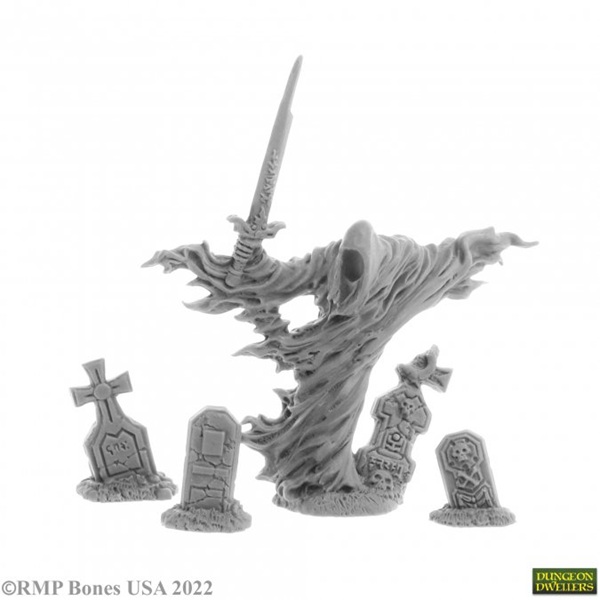 Reaper Bones Usa Dungeon Dwellers: Grave Wraith And Tombstones Plastic Miniatures