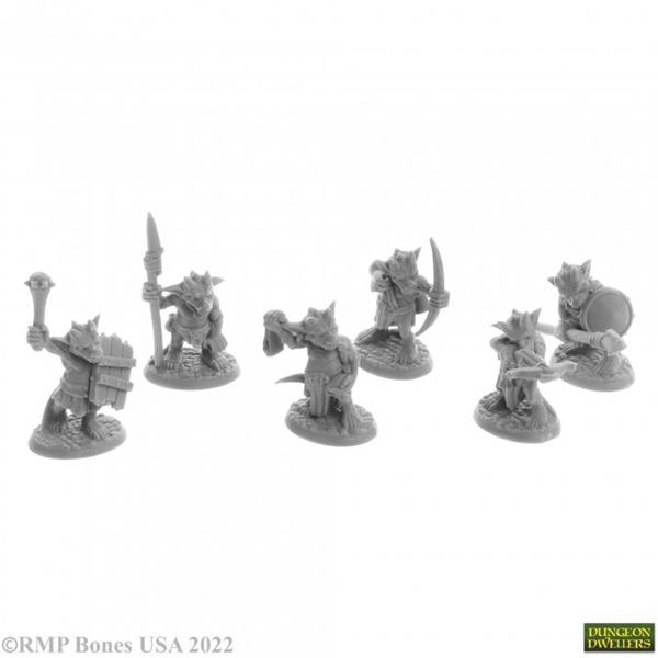 Reaper Bones Usa Dungeon Dwellers: Ratpelt Kobold Warriors Plastic Miniatures