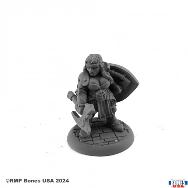 Reaper Bones Usa Reaper Legends: Freya Fangbreaker  Dwarf Shieldmaiden Plastic Miniature