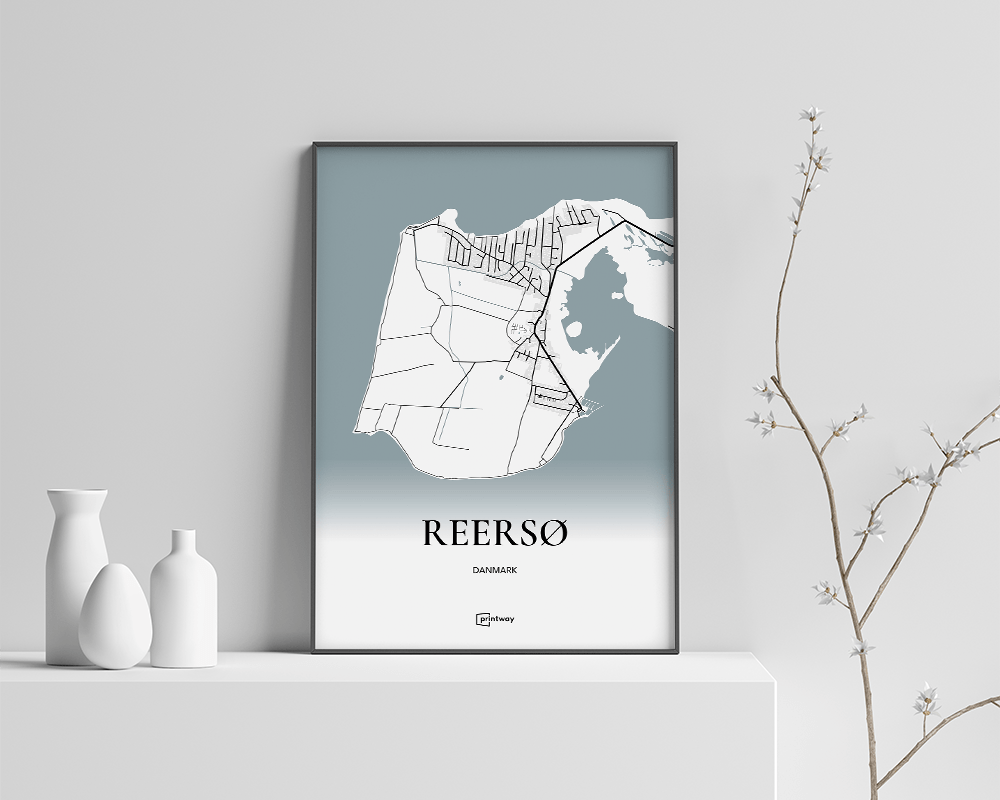 Reersø Bykort Plakat – Minimalistisk A1 Design til Dit Hjem