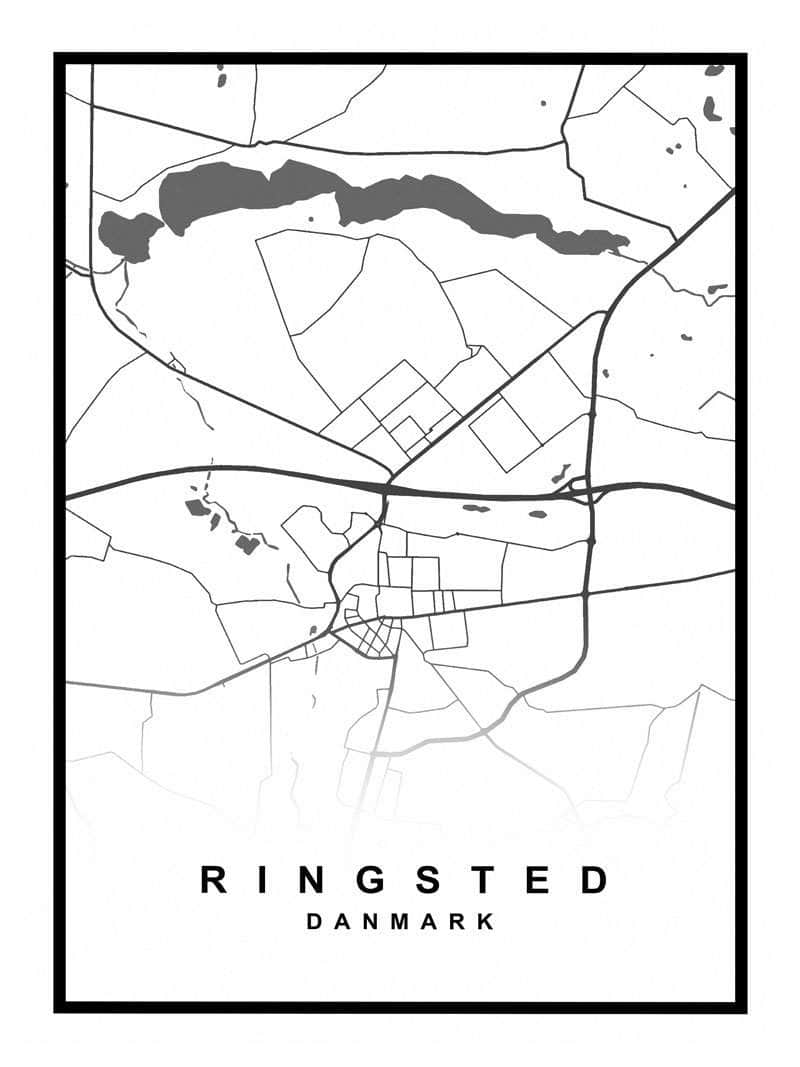 Ringsted Plakat – Detaljeret kort over Ringsted by