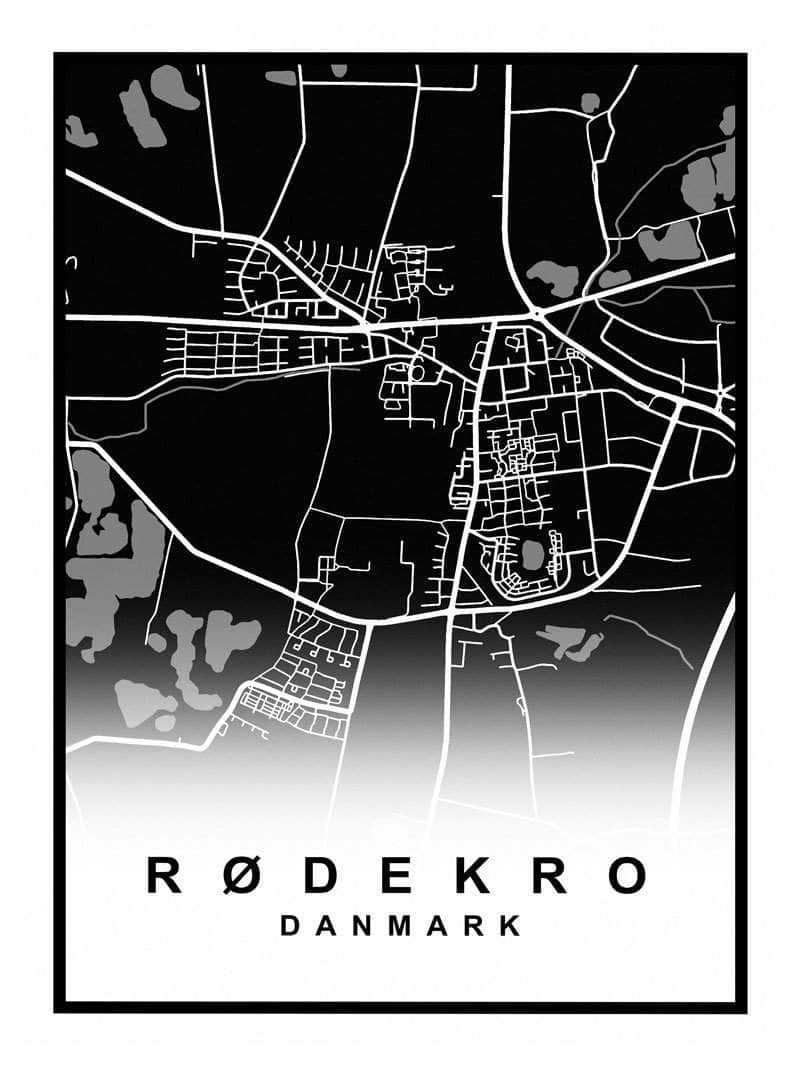 Rødekro Plakat – Detaljeret Kort over Rødekro By