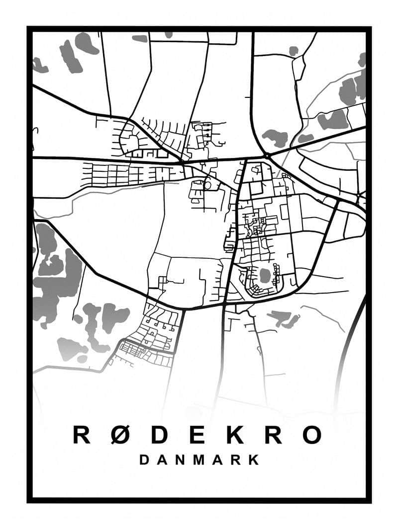 Rødekro Plakat – Detaljeret Kort over Rødekro By