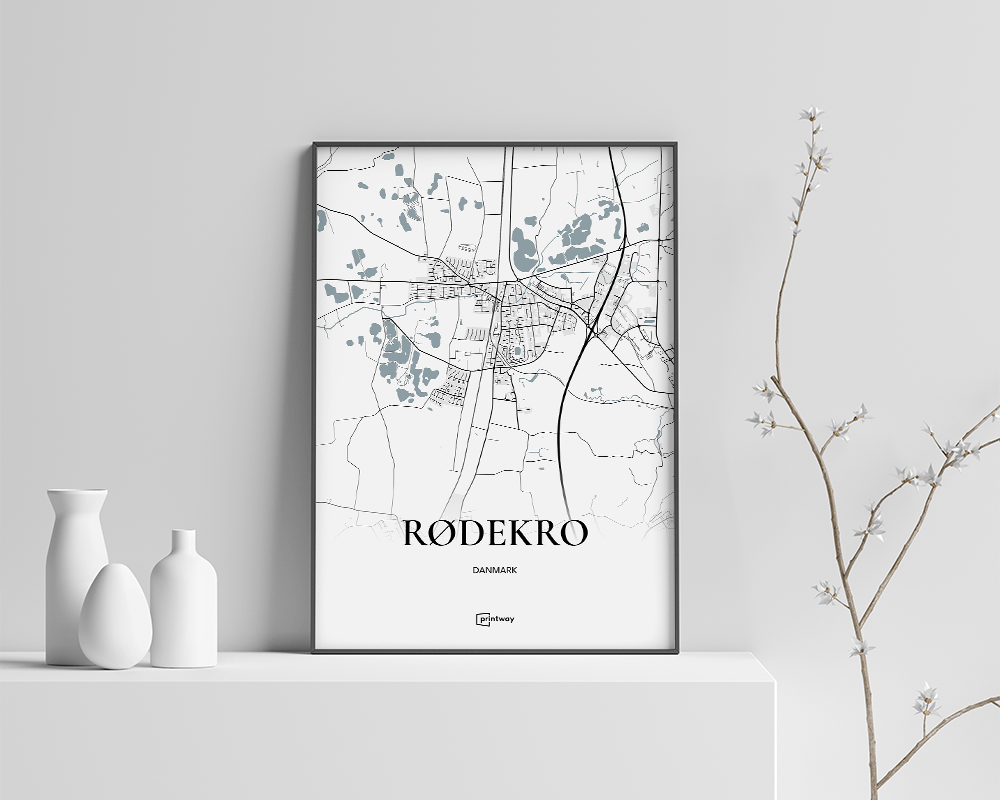 Rødekro Bykort Plakat – Minimalistisk A4 Design til Hjemmet