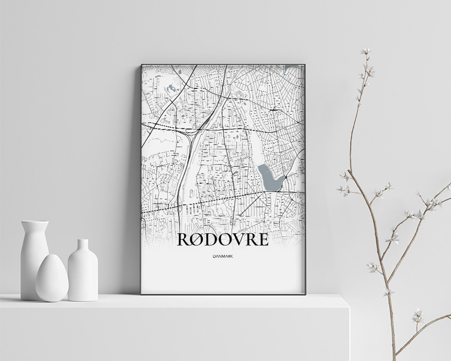 Rødovre Bykort Plakat - Minimalistisk Design 70x100 cm