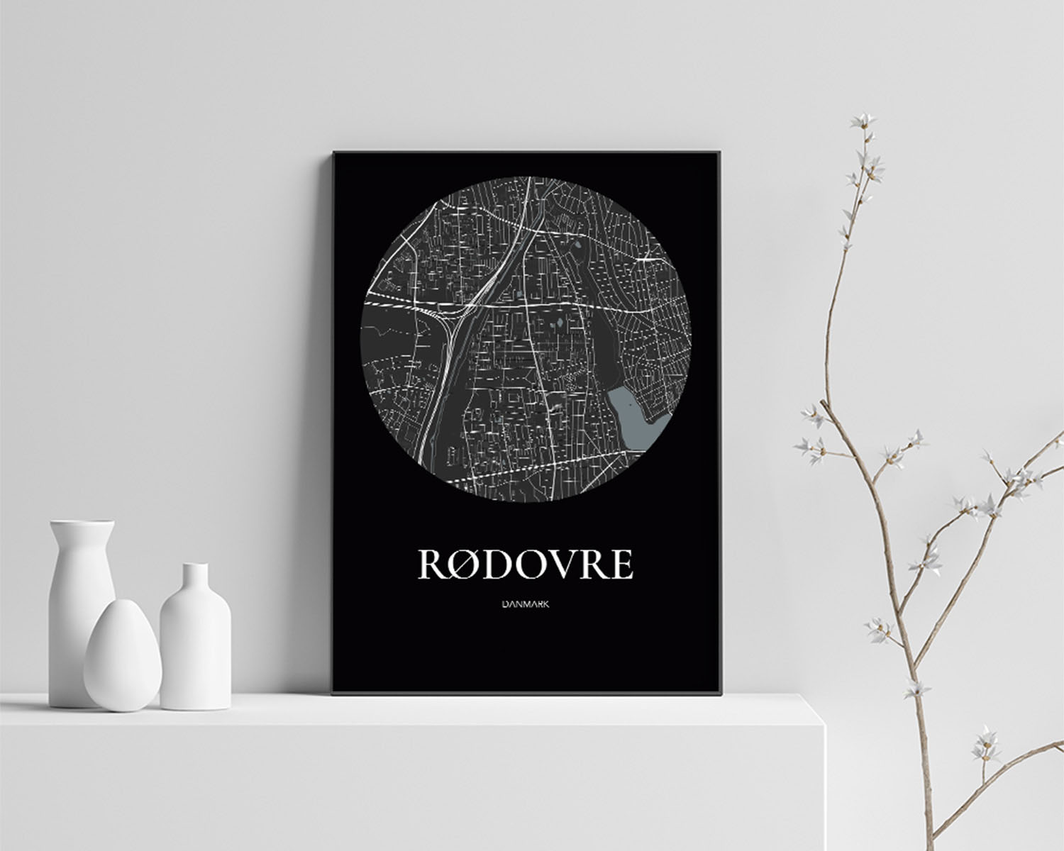 Rødovre Bykort Plakat – Minimalistisk Kunst til Dit Hjem