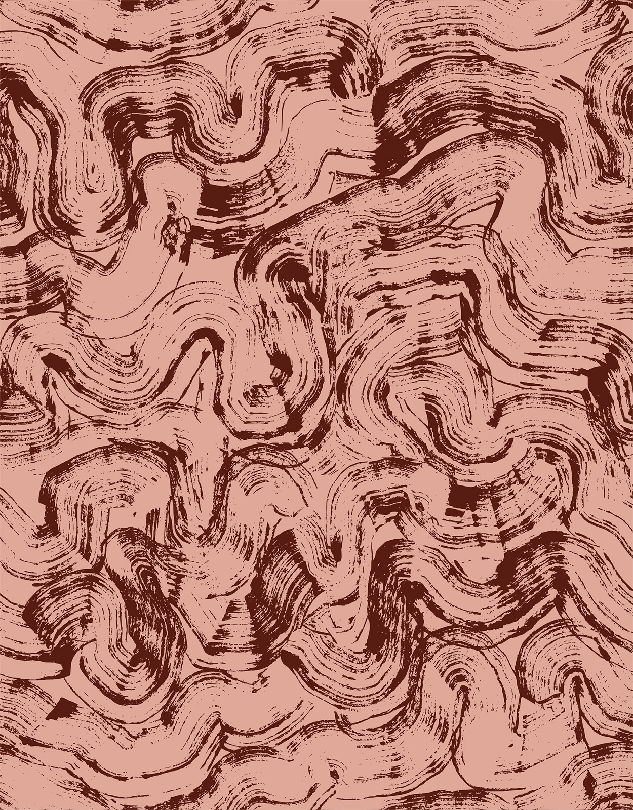Moderne Rosa Bordeaux Abstrakt Kunstværk - Elegant Indretning